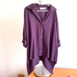 Rich Purple Lagenlook Swing Tunic 1X